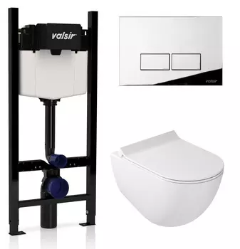 Комплект унитаз с инсталляцией Valsir KIT VSCR 7317 Std P3 + сиденье + кнопка хром глянцевый