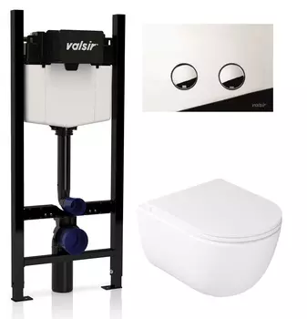 Комплект унитаз с инсталляцией Valsir KIT VSCR 7334 Slim P4 + сиденье + кнопка смыва хром глянцевый