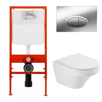 Комплект унитаза Cezares Duet CZR-2462-TH-TOR с инсталляцией BelBagno BB026 и кнопкой BelBagno BB051CR