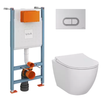 Комплект VitrA Mia Round 9856B003-7200 кнопка Loop матовый хром