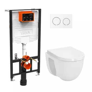 Комплект VitrA S40 9005B003-7211 с толстым сиденьем, кнопка хром глянцевый