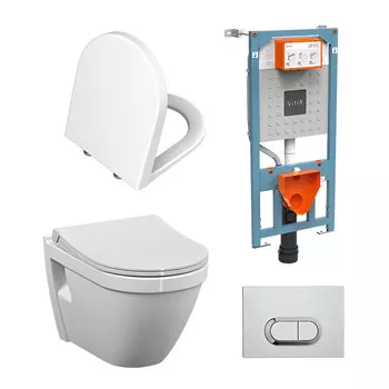 Комплект VitrA S50 9003B003-7203 подвесной унитаз + инсталляция + кнопка