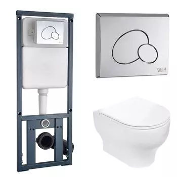 Комплект Weltwasser 10000006464 унитаз Erlenbach 004 GL-WT + инсталляция + кнопка MAR 410 RD