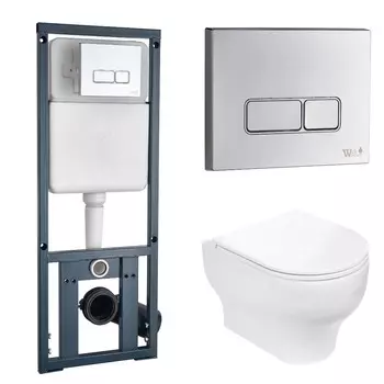 Комплект Weltwasser 10000006465 унитаз Erlenbach 004 GL-WT + инсталляция + кнопка MAR 410 SE