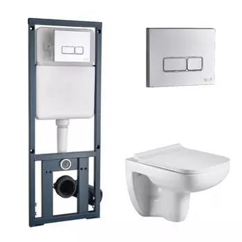 Комплект Weltwasser 10000006480 унитаз Kehlbach 004 GL-WT + инсталляция + кнопка MAR 410 SE