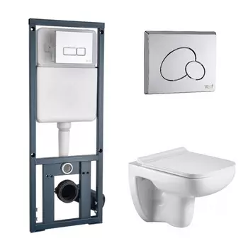 Комплект Weltwasser 10000006481 унитаз Kehlbach 004 GL-WT + инсталляция + кнопка MAR 410 RD