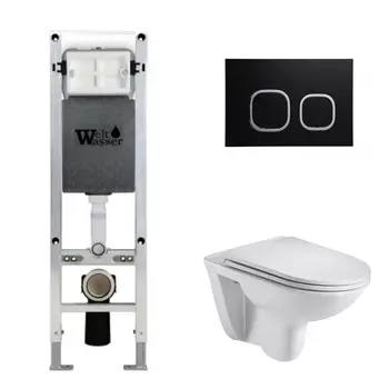 Комплект Weltwasser 10000006500 унитаз Baarbach 004 GL-WT + инсталляция + кнопка Amberg RD-BL