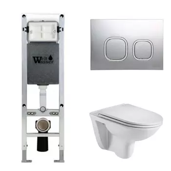 Комплект Weltwasser 10000006502 унитаз Baarbach 004 GL-WT + инсталляция + кнопка Amberg RD-MT CR