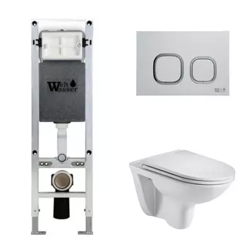 Комплект Weltwasser 10000006503 унитаз Baarbach 004 GL-WT + инсталляция + кнопка Amberg RD-WT