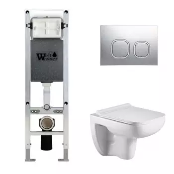 Комплект Weltwasser 10000006539 унитаз Kehlbach 004 GL-WT+ инсталляция + кнопка Amberg RD-CR