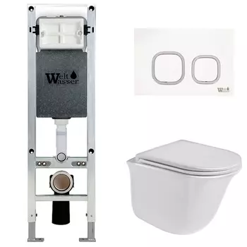 Комплект Weltwasser 10000006590 унитаз Telbach 004 GL-WT + инсталляция + кнопка Amberg RD-WT
