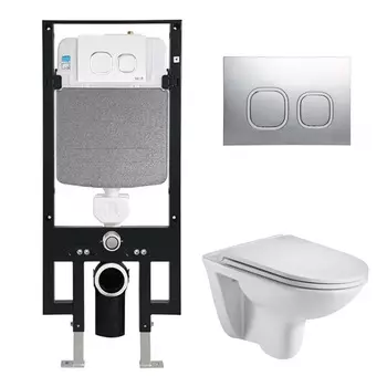 Комплект Weltwasser 10000006592 унитаз Baarbach 004 GL-WT + инсталляция + кнопка Amberg RD-CR