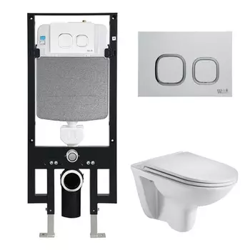 Комплект Weltwasser 10000006594 унитаз Baarbach 004 GL-WT + инсталляция + кнопка Amberg RD-WT