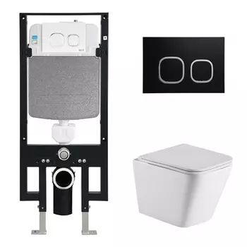 Комплект Weltwasser 10000006610 унитаз Gelbach 004 MT-WT + инсталляция + кнопка Amberg RD-BL