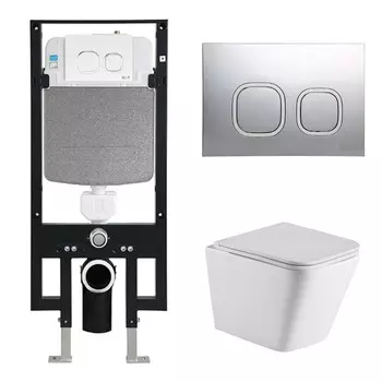 Комплект Weltwasser 10000006612 унитаз Gelbach 004 MT-WT + инсталляция + кнопка Amberg RD-MT CR