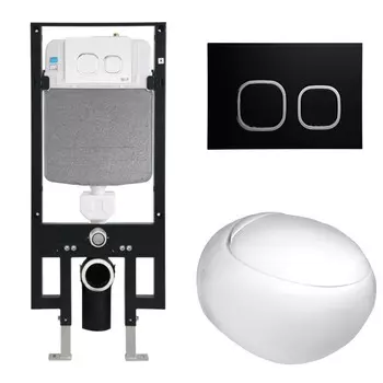 Комплект Weltwasser 10000006623 унитаз Jeckenbach 004 GL-WT + инсталляция + кнопка Amberg RD-BL