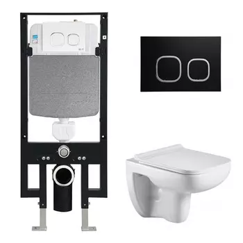 Комплект Weltwasser 10000006627 унитаз Kehlbach 004 GL-WT+ инсталляция + кнопка Amberg RD-BL