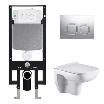 Комплект Weltwasser 10000006628 унитаз Kehlbach 004 GL-WT+ инсталляция + кнопка Amberg RD-CR