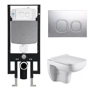 Комплект Weltwasser 10000006629 унитаз Kehlbach 004 GL-WT+ инсталляция + кнопка Amberg RD-MT CR