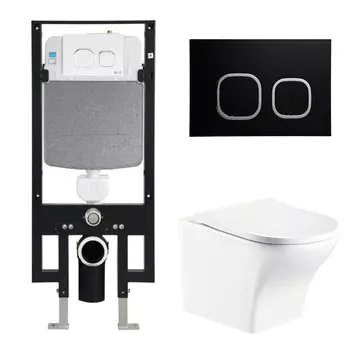 Комплект Weltwasser 10000006651 унитаз Odenbach 004 GL-WT + инсталляция + кнопка Amberg RD-BL