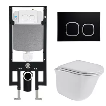 Комплект Weltwasser 10000006675 унитаз Telbach 004 GL-WT + инсталляция + кнопка Amberg RD-BL