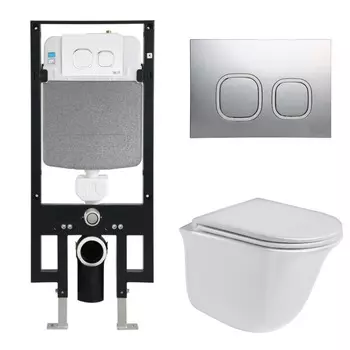 Комплект Weltwasser 10000006676 унитаз Telbach 004 GL-WT + инсталляция + кнопка Amberg RD-CR