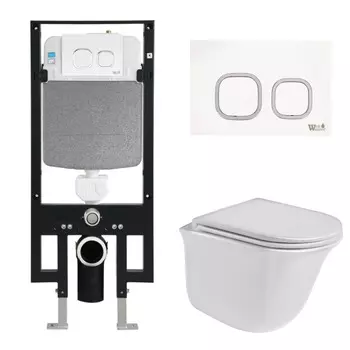 Комплект Weltwasser 10000006678 унитаз Telbach 004 GL-WT + инсталляция + кнопка Amberg RD-WT