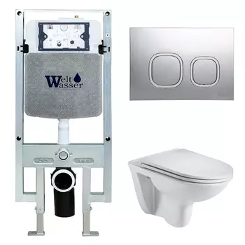 Комплект Weltwasser 10000006681 унитаз Baarbach 004 GL-WT + инсталляция + кнопка Amberg RD-MT CR