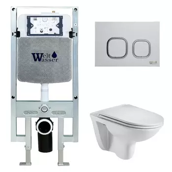 Комплект Weltwasser 10000006682 унитаз Baarbach 004 GL-WT + инсталляция + кнопка Amberg RD-WT