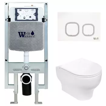 Комплект Weltwasser 10000006686 унитаз Erlenbach 004 GL-WT + инсталляция + кнопка Amberg RD-WT