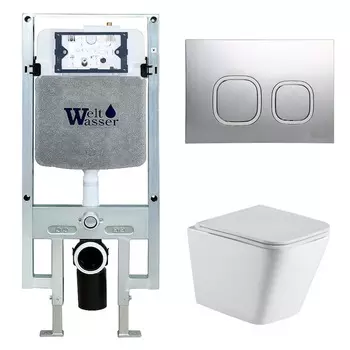 Комплект Weltwasser 10000006701 унитаз Gelbach 004 MT-WT + инсталляция + кнопка Amberg RD-MT CR