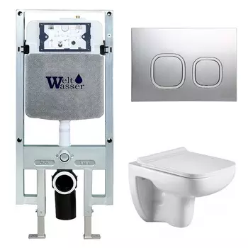 Комплект Weltwasser 10000006717 унитаз Kehlbach 004 GL-WT+ инсталляция + кнопка Amberg RD-MT CR