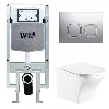 Комплект Weltwasser 10000006740 унитаз Odenbach 004 GL-WT + инсталляция + кнопка Amberg RD-CR