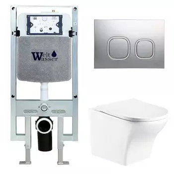 Комплект Weltwasser 10000006741 унитаз Odenbach 004 GL-WT + инсталляция + кнопка Amberg RD-MT CR