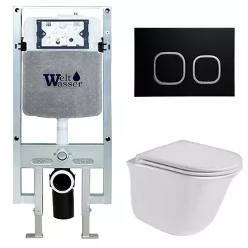 Комплект Weltwasser 10000006763 унитаз Telbach 004 GL-WT + инсталляция + кнопка Amberg RD-BL