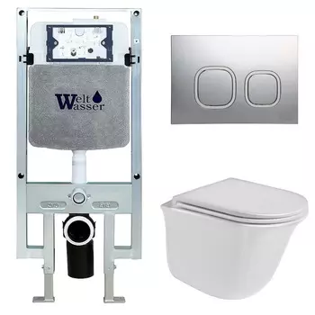 Комплект Weltwasser 10000006764 унитаз Telbach 004 GL-WT + инсталляция + кнопка Amberg RD-CR