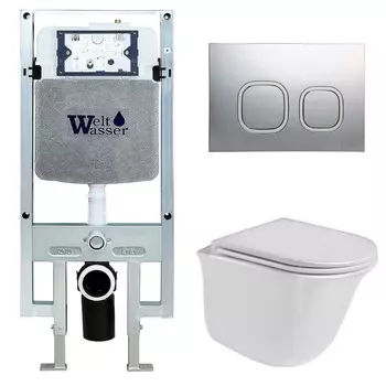 Комплект Weltwasser 10000006765 унитаз Telbach 004 GL-WT + инсталляция + кнопка Amberg RD-MT CR