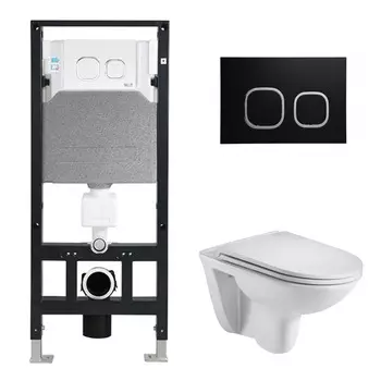 Комплект Weltwasser 10000006767 унитаз Baarbach 004 GL-WT + инсталляция + кнопка Amberg RD-BL