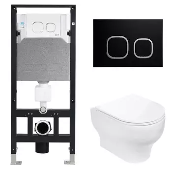 Комплект Weltwasser 10000006771 унитаз Erlenbach 004 GL-WT + инсталляция + кнопка Amberg RD-BL