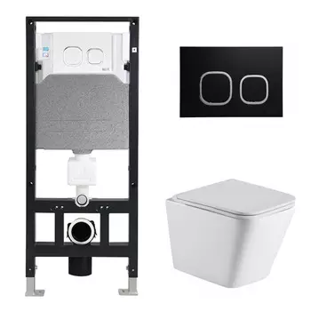 Комплект Weltwasser 10000006787 унитаз Gelbach 004 MT-WT + инсталляция + кнопка Amberg RD-BL