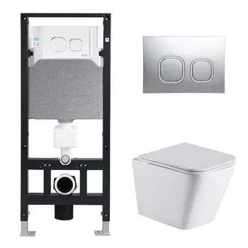 Комплект Weltwasser 10000006788 унитаз Gelbach 004 MT-WT + инсталляция + кнопка Amberg RD-CR