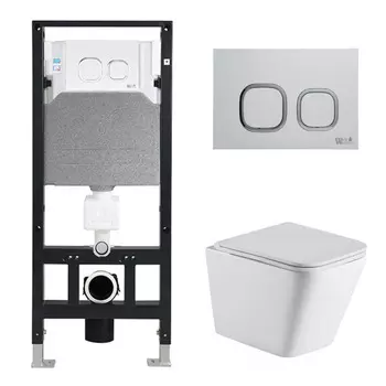 Комплект Weltwasser 10000006790 унитаз Gelbach 004 MT-WT + инсталляция + кнопка Amberg RD-WT