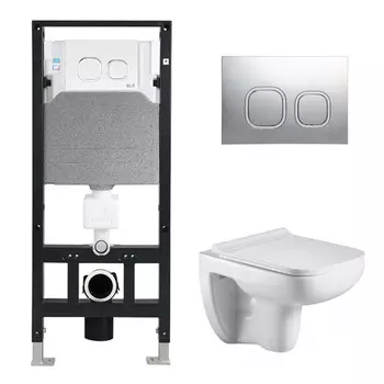 Комплект Weltwasser 10000006804 унитаз Kehlbach 004 GL-WT+ инсталляция + кнопка Amberg RD-CR