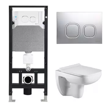 Комплект Weltwasser 10000006805 унитаз Kehlbach 004 GL-WT+ инсталляция + кнопка Amberg RD-MT CR