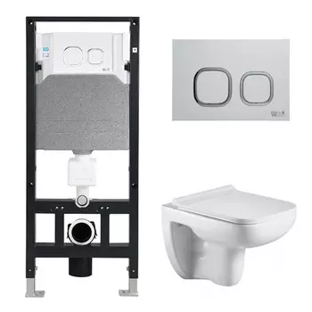 Комплект Weltwasser 10000006806 унитаз Kehlbach 004 GL-WT+ инсталляция + кнопка Amberg RD-WT