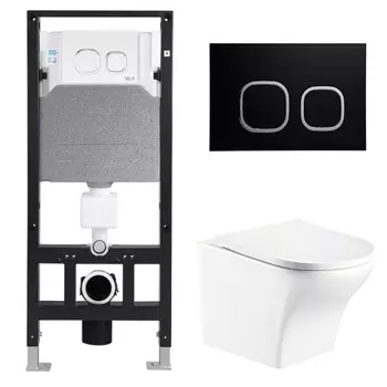 Комплект Weltwasser 10000006827 унитаз Odenbach 004 GL-WT + инсталляция + кнопка Amberg RD-BL