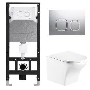 Комплект Weltwasser 10000006828 унитаз Odenbach 004 GL-WT + инсталляция + кнопка Amberg RD-CR