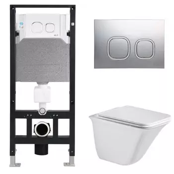 Комплект Weltwasser 10000006833 унитаз Rotbach 004 GL-WT + инсталляция + кнопка Amberg RD-MT CR