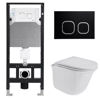 Комплект Weltwasser 10000006851 унитаз Telbach 004 GL-WT + инсталляция + кнопка Amberg RD-BL