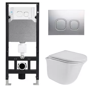 Комплект Weltwasser 10000006852 унитаз Telbach 004 GL-WT + инсталляция + кнопка Amberg RD-CR